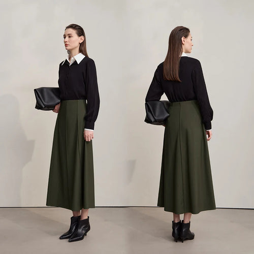 Women's Skirt 2025 Autumn New Minimalist Solid Color Loose Skirts For Women Medium To Long Versatile A-shaped Skirt12524019