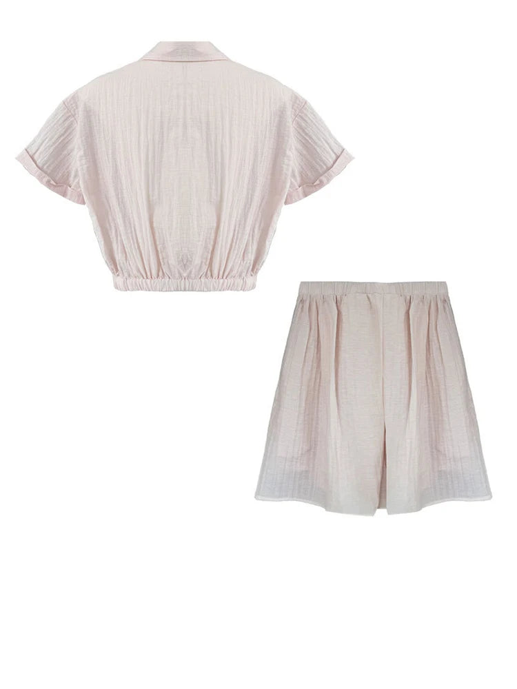 Beige Shirt Thin Half-body Skirt Two Pieces Suit New Lapel Short Sleeve Women Fashion Tide Spring Summer 2025 1DJ1239