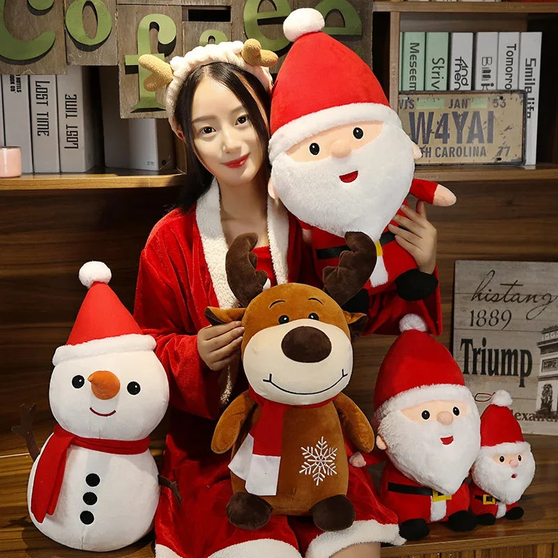 23CM Cartoon Santa Claus Plush Toy Stuffed Elk Snowman Animal Pillow Dolls Christmas Gifts For Children Birthday Decor