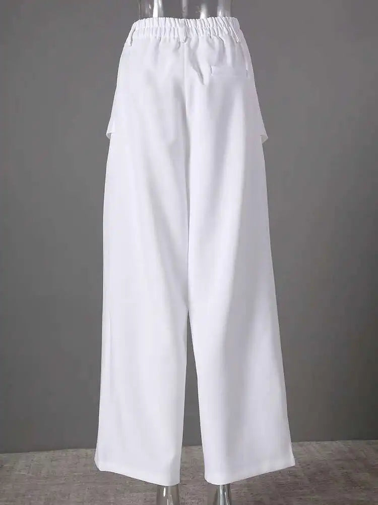 High Elastic Waist Black Irregular Spliced Long Wide Leg Pants New Trousers Women Fashion Tide Spring Autumn 2025 CPG2809