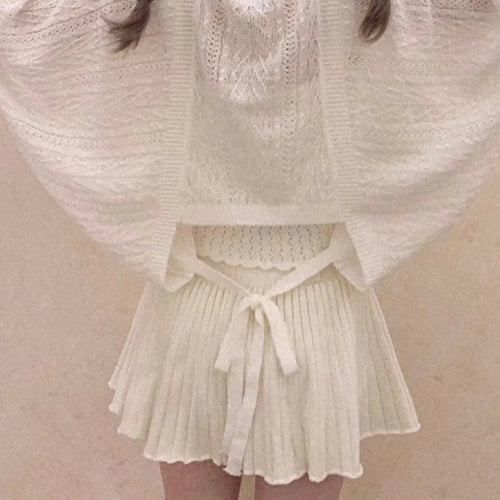 Load image into Gallery viewer, 2025 Grunge Summer New Twist Office Women Cardigan Hollow Out Y2k Aesthetic Loose Knitted  Harajuku Casual Bandage Tops
