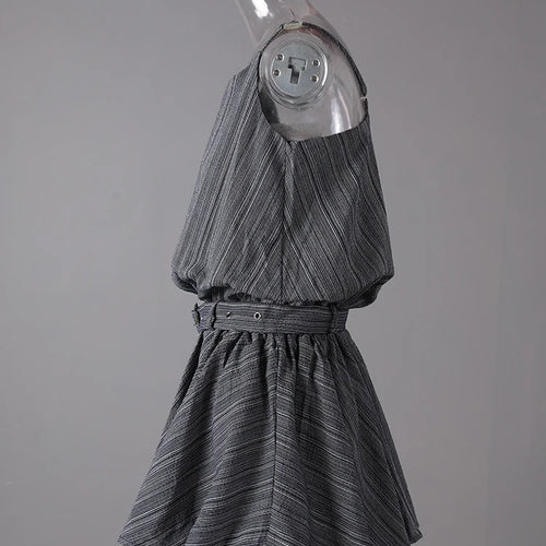 Load image into Gallery viewer, Women White Belted Elegant Spaghetti Strap Mini Dress New Round Neck Sleeveless Fashion Tide Spring Summer 2025 CPG3145
