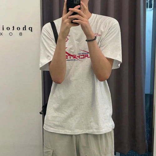 Load image into Gallery viewer, Summer Men&#39;s T-shirt Letter Printed Design Loose Short Sleeve Korean Style Versatile Round Neck Trendy Top 9C5923
