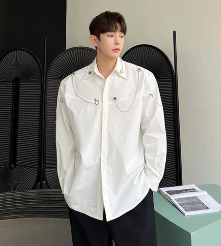 Men's Shirts Summer New Fashionable Multi Metal Zipper Design Casual Single Breatesd Trendy Korean Male Shirt 9A7678