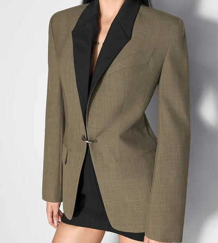 Hit Color Slimming Temperament Blazers For Women Lapel Long Sleeve Tunic Deaigner Chic Coat Female Fashion Style