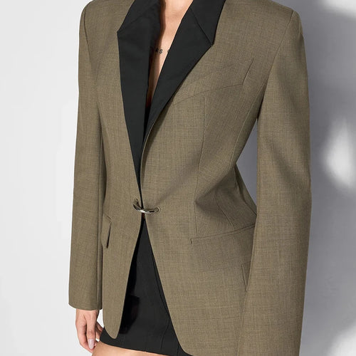 Load image into Gallery viewer, Hit Color Slimming Temperament Blazers For Women Lapel Long Sleeve Tunic Deaigner Chic Coat Female Fashion Style
