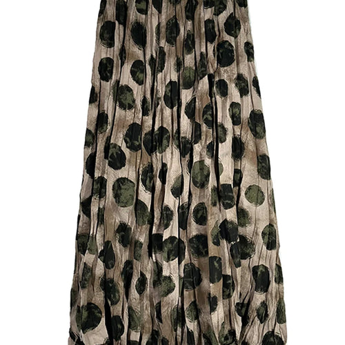 Load image into Gallery viewer, High Elastic Waist Green Dot Printed Vintage A-line Half-body Skirt Women Fashion Tide New Spring Autumn 2025 1DJ0380
