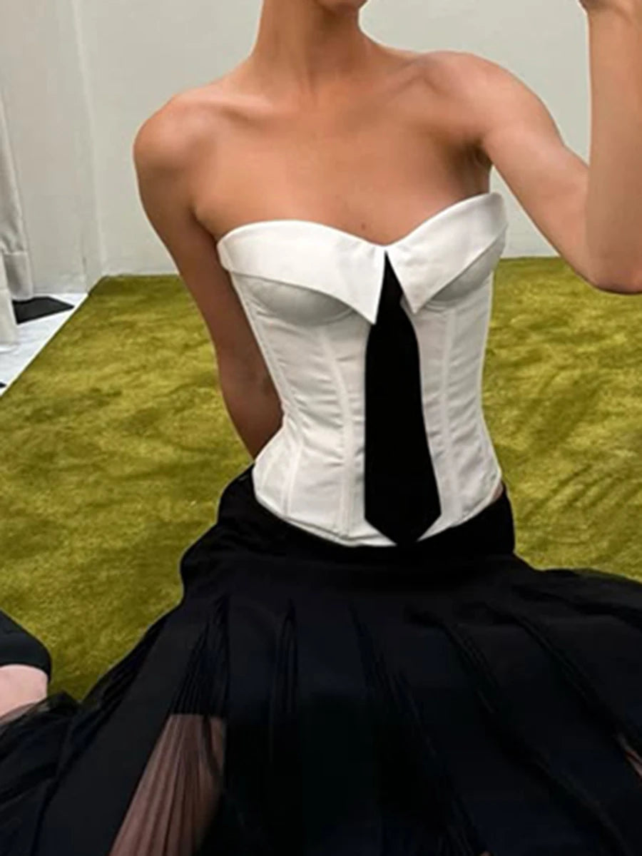 Hit Color Slimming Minimalist Vests For Women Strapless Sleeveless Tunic Temperament Vest Female Fashion Style New