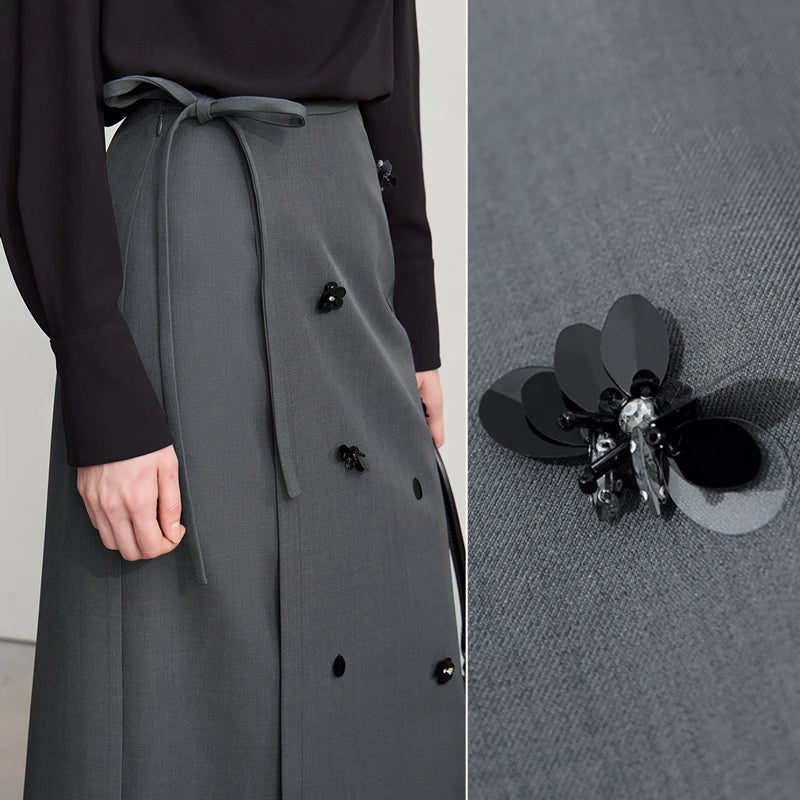 Women's Skirt 2026 Spring New Office Lady Anti-wrinkle Nail Flower Midi Skirt Elegant Versatile Women's Clothing 12621008