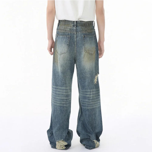 Load image into Gallery viewer, Summer Men&#39;s Jeans New American Style Distressed Trend Hole Design Fashion Casual Straight Male Botooms Leg Worn-out 9W1680
