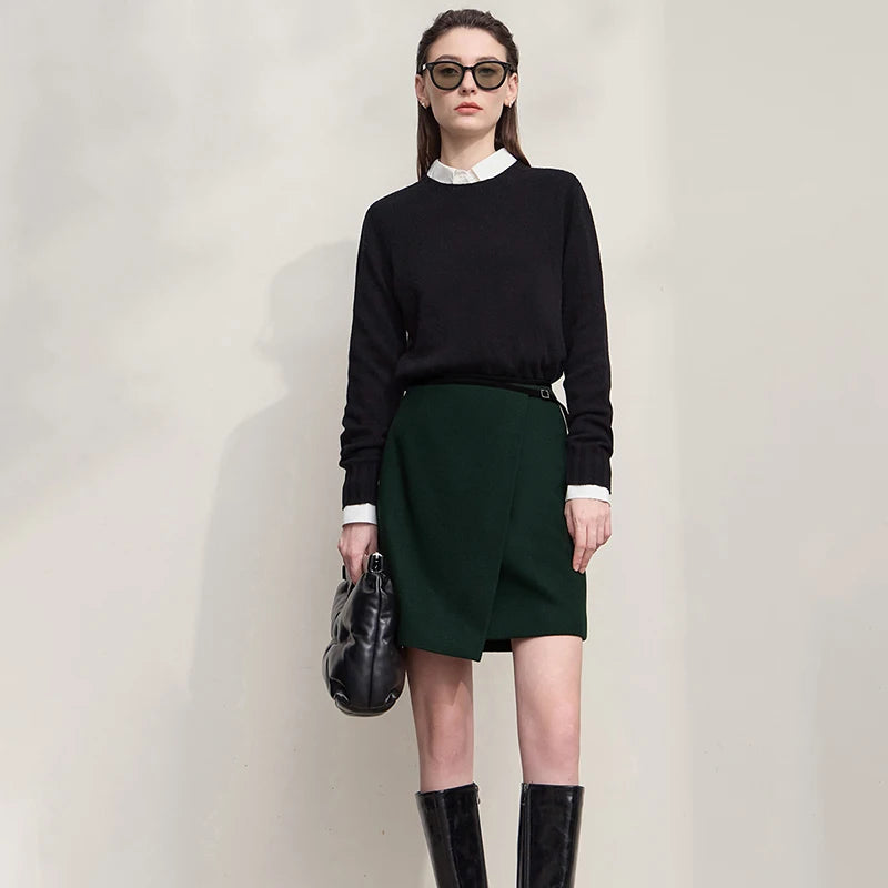 Skirts for Women Casual Solid Elegant Asymmetrical A-line Mini Skirt Versatile 2025 Autumn New Ladies Clothing 12523148