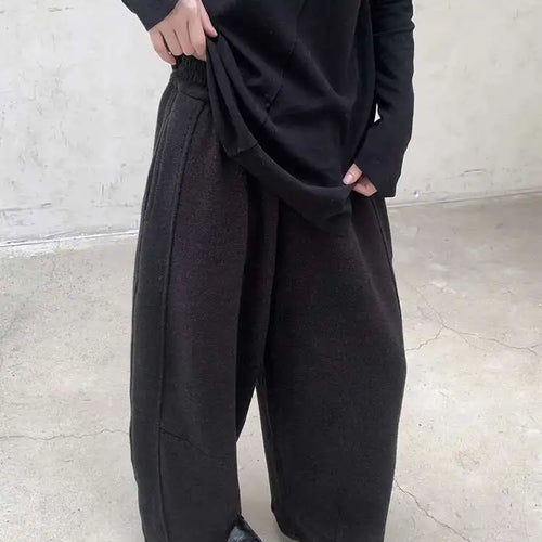 Load image into Gallery viewer, High Elastic Waist Dark Gray Brief Thick Long Wide Leg Pants New Trousers Women Fashion Tide Autumn Winter 2025 1DH8384
