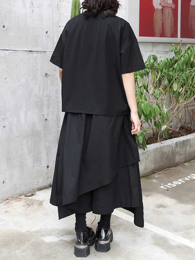 High Elastic Waist Black Irregular Bandage Calf-Length Pants New Trousers Women Fashion Tide Spring Autumn 2025 1DJ0205