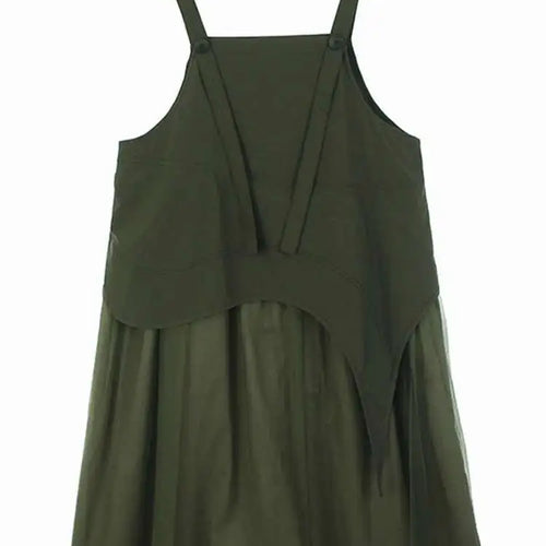 Load image into Gallery viewer, Women Black Topstitched Mesh Big Size Strap Dress New Square Collar Sleeveless Fashion Tide Spring Autumn 2025  1DH6192
