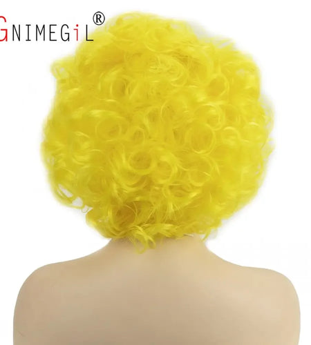 Yellow Wig Cosplay Synthetic Wig Short Curly Hair Costume Wig for Woman High Temperature Afro Curls Dress Up Party Fun