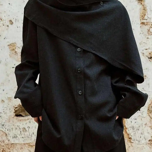 Load image into Gallery viewer, Women Khaki With Scarf Big Size Elegant Blouse New Stand Collar Long Sleeve Shirt Fashion Tide Spring Autumn 2025 1DH6989
