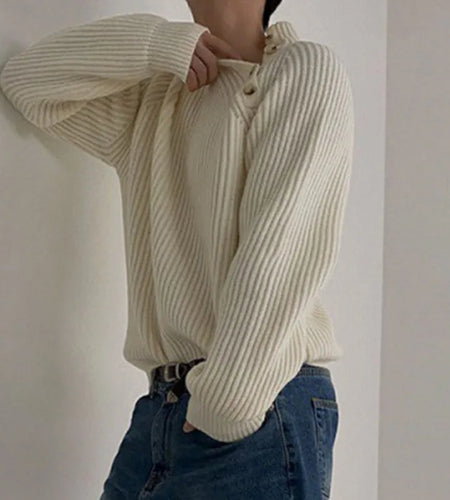 Men Knitwear Niche Design Half High Neck Sweater Autumn Lazy Style Top Coat Korean Style Trendy Pullover Button Tops 9C2381