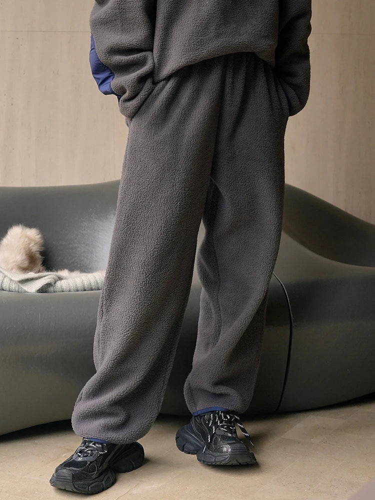 High Elastic Waist Gray Brief Thick Long Wide Leg Pants New Loose Fit Trousers Women Fashion Autumn Winter 2025 1DH1187