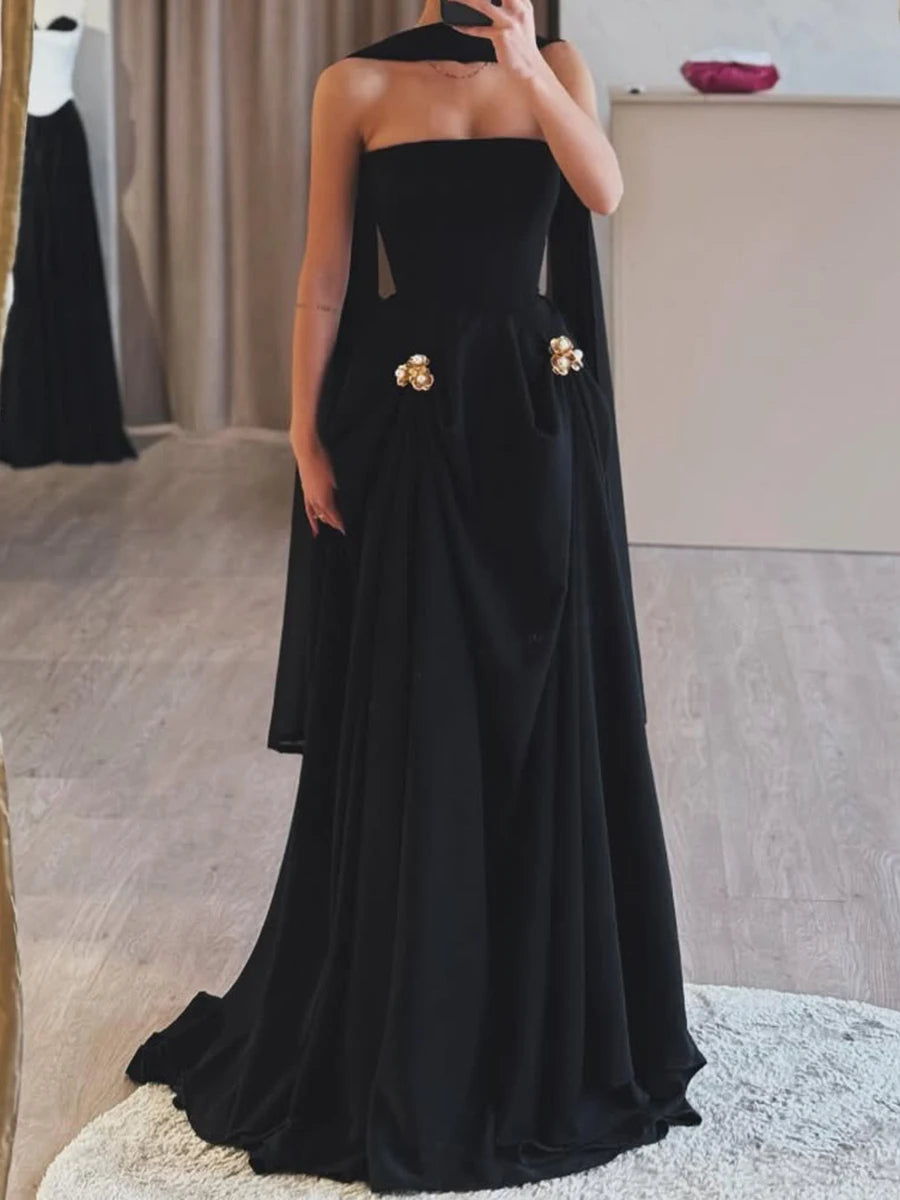 Solid Slimming Dresses For Women Strapless Sleeveless High Waist Temperament Long Dress Female Fashion Style New