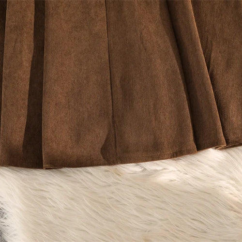 Load image into Gallery viewer, Retro Corduroy Black Pleated Umbrella Skirts For Women Autumn Winter Fashion Korean Streetwear Harajuku Brown Long Skirt Elegan
