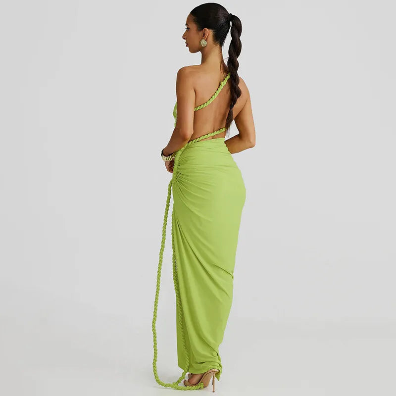 Off-shoulder Thigh High Split Sexy Maxi Dress For Women Fashion Strapless Sleeveless Ruched Bodycon Club Party Dress