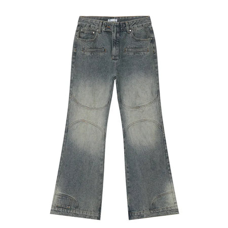 Men Summer New Jeans Flare Pants Reverse Pocket Design Fashion High Street Personality Menwear American Bottoms 9C5983