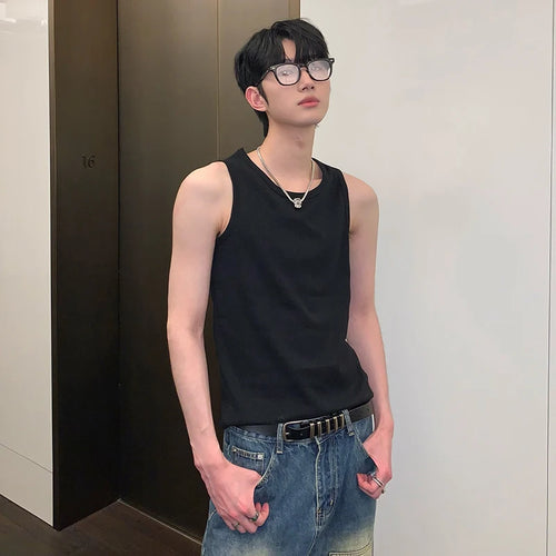 Load image into Gallery viewer, Summer Men&#39;s Tank Tops Casual Round Collar Slim Sleeveless Solid Color Male Clothing Simple Vest Fashion 9C6771
