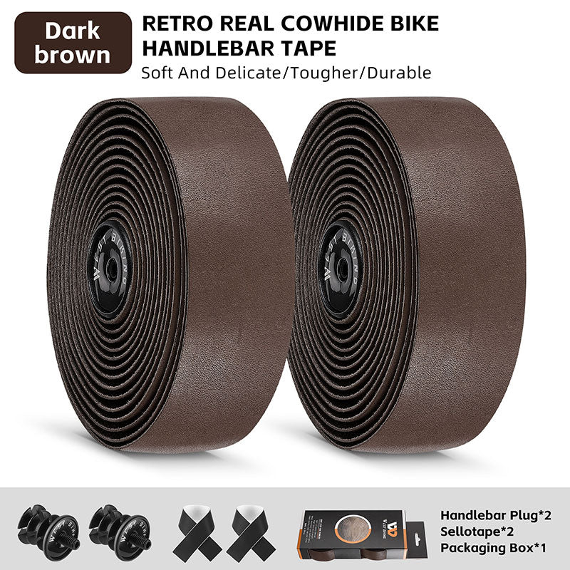 Genuine Leather Handlebar Tape For Road Bike Retro Color Drop-Bar Bike Handlebar Winding Gravel Bicycle Accessories