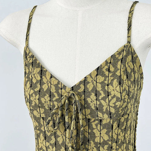 Load image into Gallery viewer, Women Green Printed Bandage Long Spaghetti Strap Dress New V-Neck Sleeveless Fashion Tide Spring Summer 2025 1DJ1311
