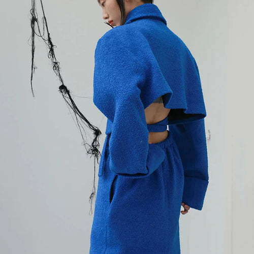 Load image into Gallery viewer, Loose Fit Big Size Irregular Hollow Out Woolen Coat Parkas New Long Sleeve Women Fashion Tide Autumn Winter 2025 1DD2176
