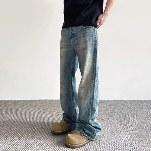 Load image into Gallery viewer, American Male Jeans High Street Design Tie Dye Make Old Style Denim Pants Slight Flared Fashion Men's Trousers 9W1481
