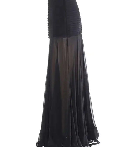 High Waist Black Pleated Chiffon Mesh Elegant Long Half-body Skirt Women Fashion Tide New Spring Autumn 2025 1DH9156