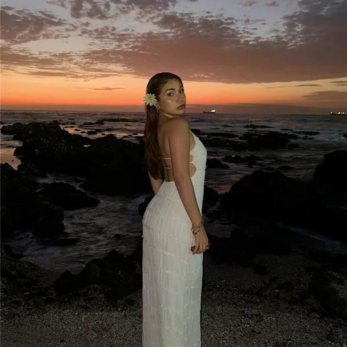 Load image into Gallery viewer, Halter Backless Sexy Maxi Dress For Women Spring Summer New Lace-up Sleeveless Pleated Beach Holiday Long Dress Elegant
