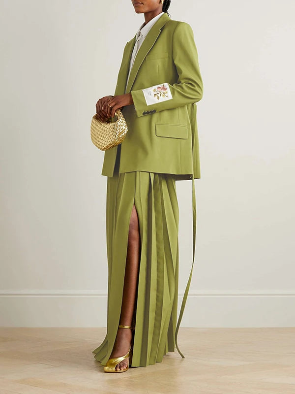 Trendy Stylish Green Blazer Jacket for Women 2025 Fashion Spring Autumn Winter Loose Clothing Luxury Blazers Coat Woman