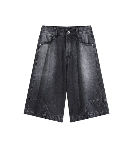 Men's Denim Shorts New American Personalized Straight Wide Leg Male Short Jeans Summer High Street Men Clothing 9W1670