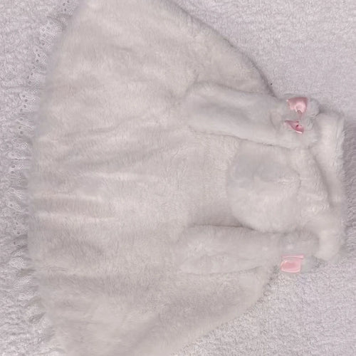 Load image into Gallery viewer, Lolita Kawaii Loose Sweet Hooded Cloak Coats Japanese Grunge Fluffy Bow Jackets Y2k Aesthetic Grunge Lace Patchwork Women Tops
