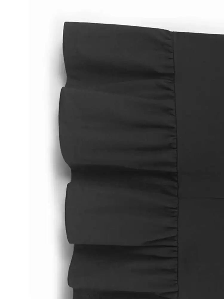 Women Black Ruffles Spliced Big Size Elegant Dress New Round Neck Long Sleeve Fashion Tide Spring Autumn 2025  1DH9813