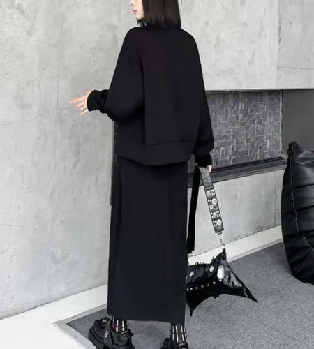 Zipper Sweatshirt Half-body Skirt Two Pieces Suit New Turtleneck Long Sleeve Women Fashion Tide Spring Autumn 2025 1DH7237