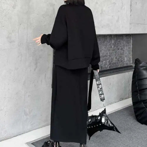 Load image into Gallery viewer, Zipper Sweatshirt Half-body Skirt Two Pieces Suit New Turtleneck Long Sleeve Women Fashion Tide Spring Autumn 2025 1DH7237
