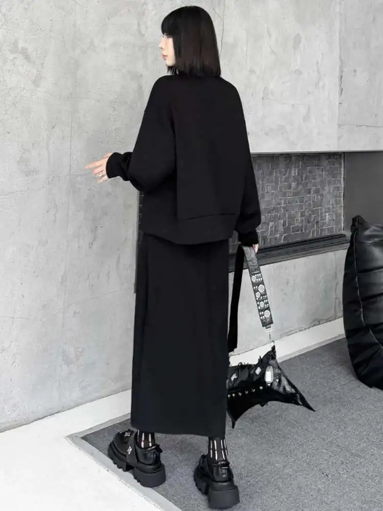 Zipper Sweatshirt Half-body Skirt Two Pieces Suit New Turtleneck Long Sleeve Women Fashion Tide Spring Autumn 2025 1DH7237