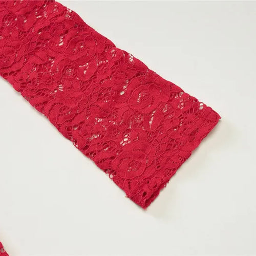 Load image into Gallery viewer, Red Lace Off-shoulder Sexy Mini Dress For Women Fashion Halter Strapless Long Sleeve Bodycon Club Party Sexy Dress
