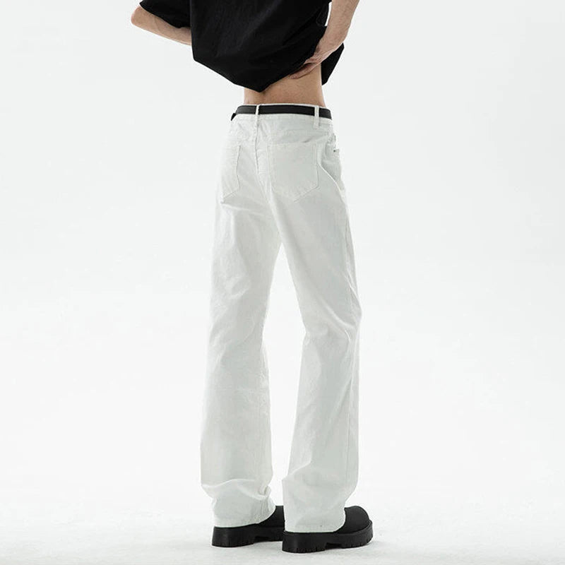 Men's Jeans New American Style Solid Color Simple Trendy High Street Straight Leg Stylish Male Sunmmer Trousers 9W1855