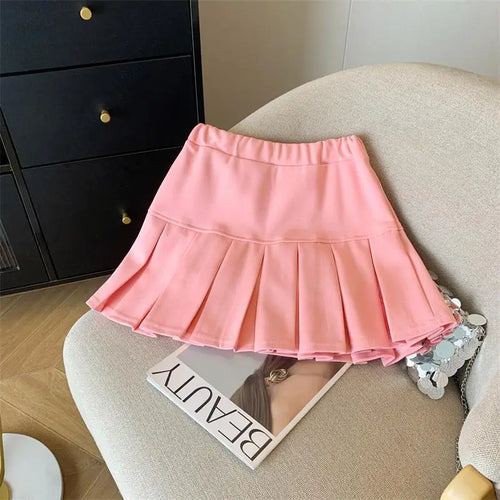 Load image into Gallery viewer, Women Solid College Style High Waist Pleated Short Skirt Spring Summer Casual Versatile A-line Mini Skirt Fashion Simplicity New
