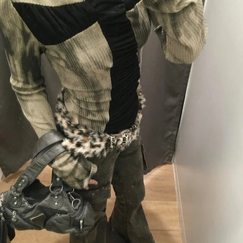 Load image into Gallery viewer, Y2k Aesthetic Cross Patchwork Shirts Femme Harajuku Grunge Half High Collar Women's T-shirt Streetwear Casual Tie-dye Tees
