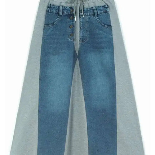 Load image into Gallery viewer, High Elastic Waist Black Denim Color-block Drawstring Half-body Skirt Women Fashion Tide New Spring Autumn 2025 1DJ0084
