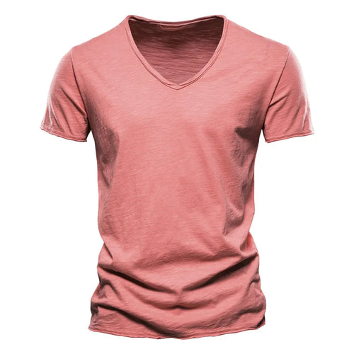 Load image into Gallery viewer, Brand Quality 100% Cotton Men T-shirt V-neck Fashion Design Slim Fit Soild T-shirts Male Tops Tees Short Sleeve T Shirt For Men v1
