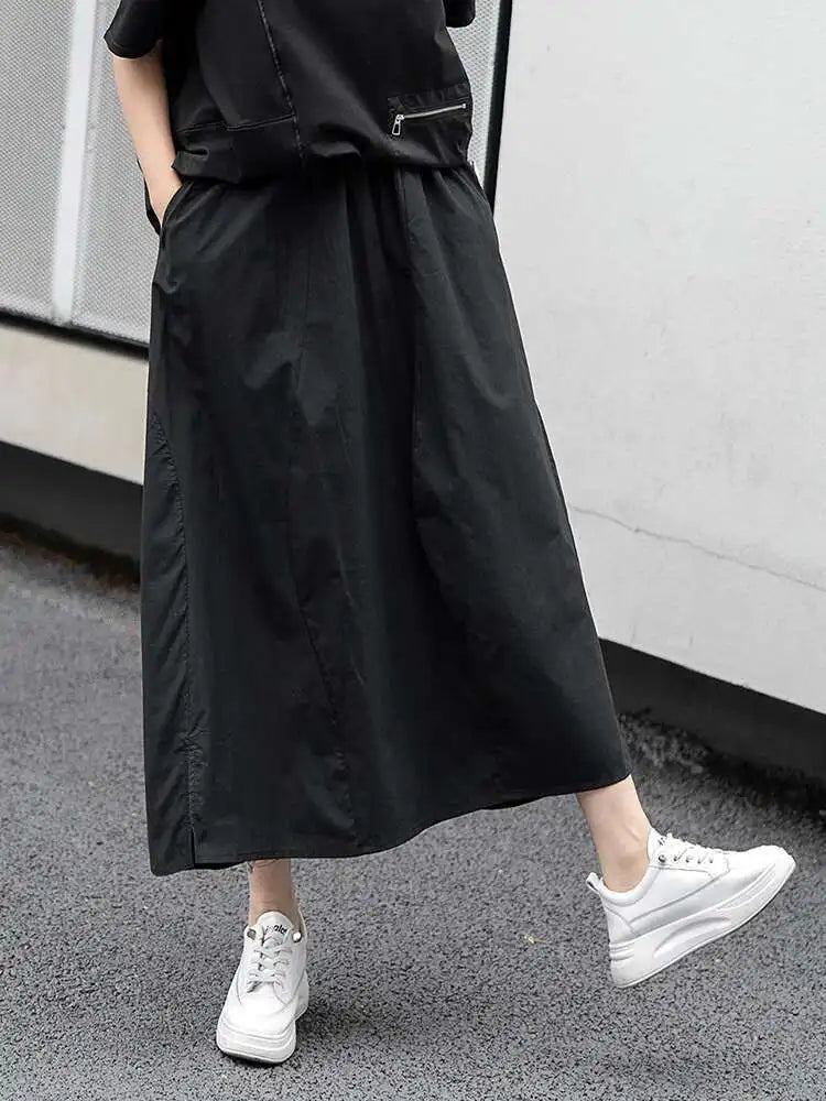 High Elastic Waist Irregular Side Spliced A-line Half-body Skirt Women Fashion Tide New Spring Autumn 2025 1DJ0622