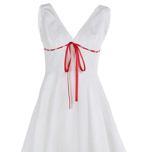 Load image into Gallery viewer, Sexy Lace Patchwork Lace Up Slim Fit Dress For Women Summer 2024 New Fashiona Woven V-neck Suspender Female Vestidos
