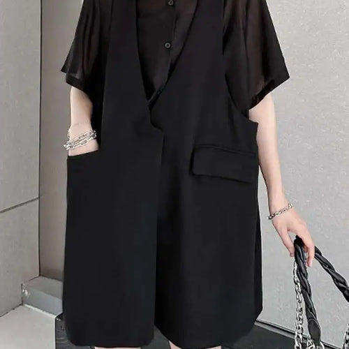 Load image into Gallery viewer, Women Black Pocket Perspective Big Size Mini Shirt Dress New Lapel Half Sleeve Fashion Tide Spring Autumn 2025 1DH5144
