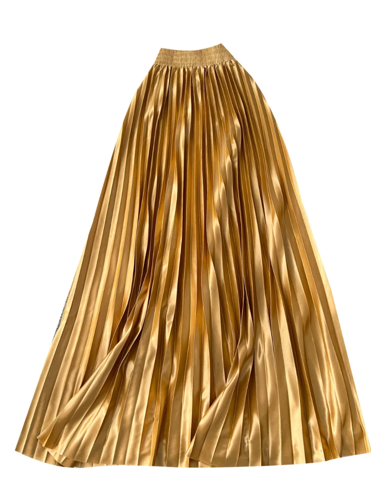 French Retro Women Fashion Solid Elegant Long Skirt Autumn Winter Elastic High Waist Popular Pleated Skirt Simplicity Streetwear